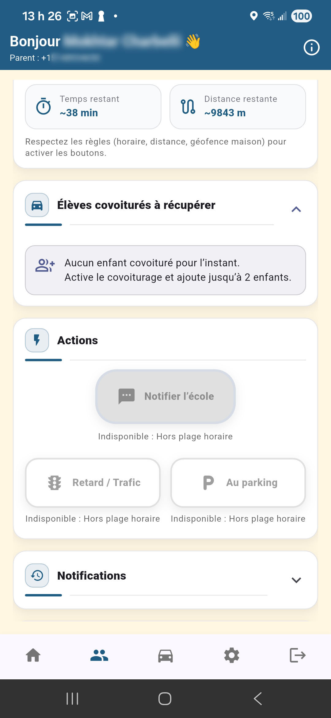 Actions du trajet